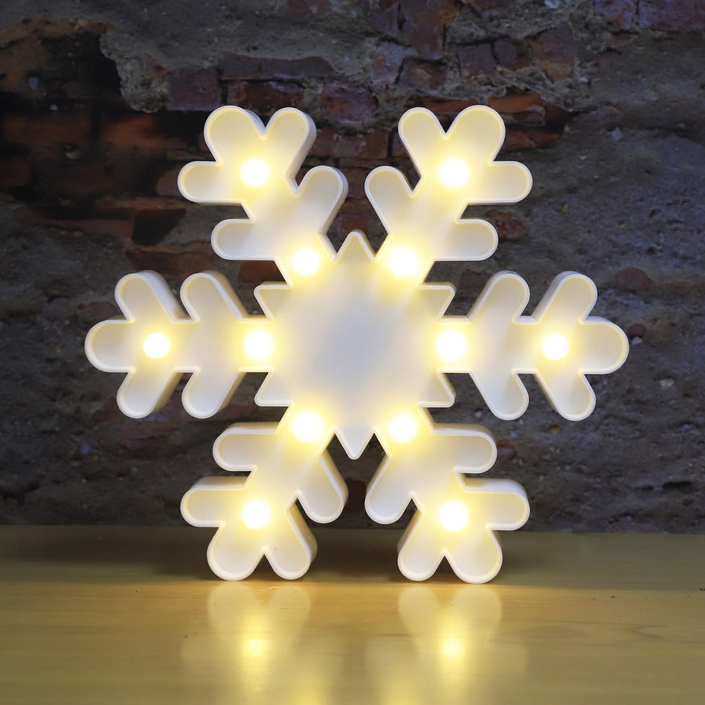 Vicila Snowflake marquee sign wall mount with warm LED glow for cozy decor