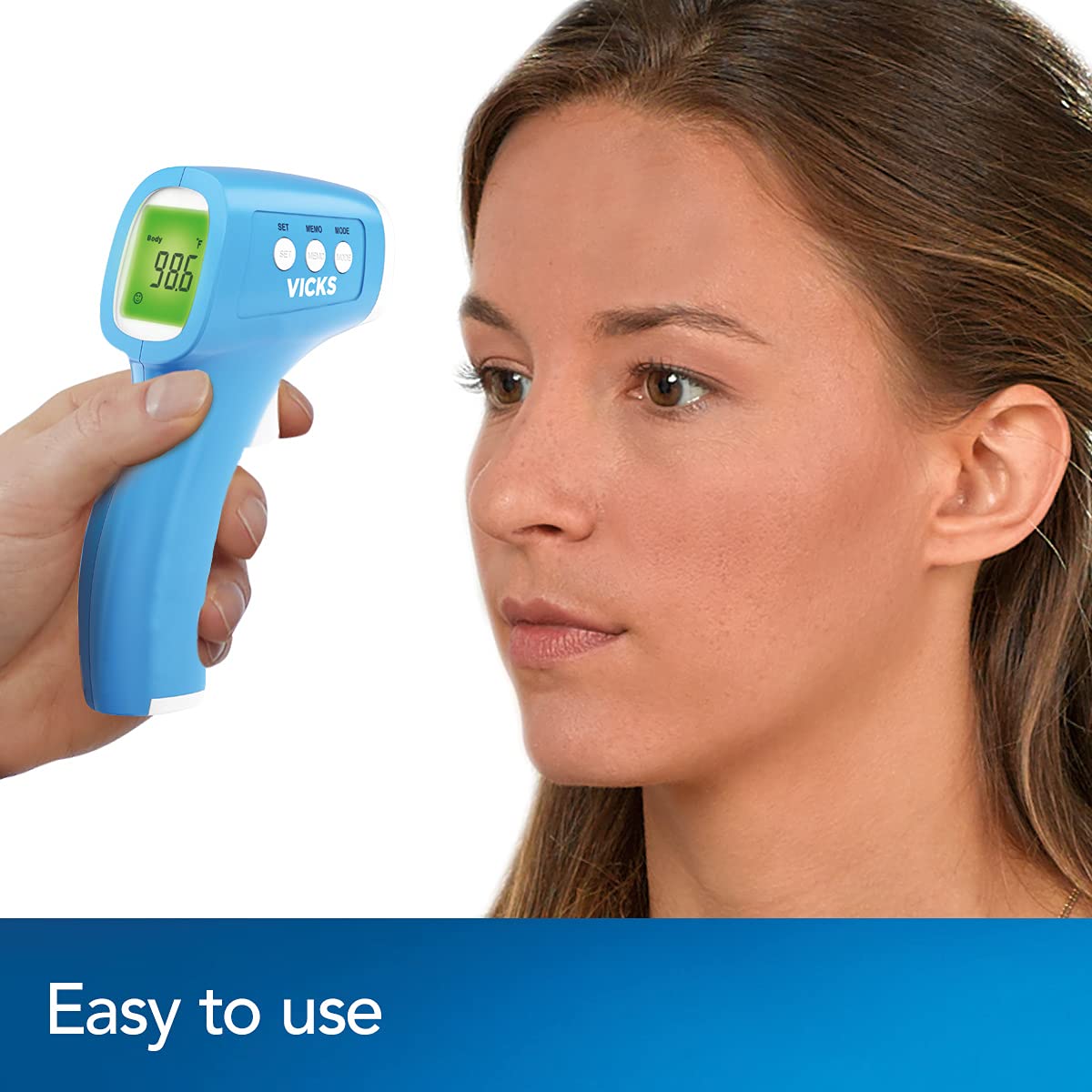 Vicks thermometer includes mute mode for silent measurements during sleep.