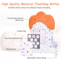 Vicloon 2Pack teething mitt on baby hand demonstrates wearability during play.