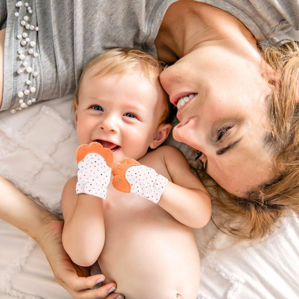 Vicloon 2Pack teething mitt boil-clean option illustrated for thorough sanitation.