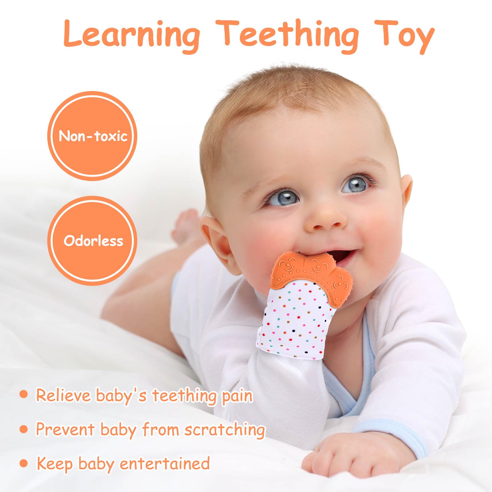 Vicloon 2Pack teething mitt crinkling sound close-up signals engaging sensory cue.