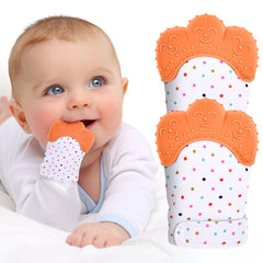 Vicloon 2Pack teething mitt texture closeup shows soothing silicone ridges.