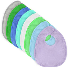 Vicloon Baby Bibs 8-color set closeup shows absorbent terry fabric for drool control.
