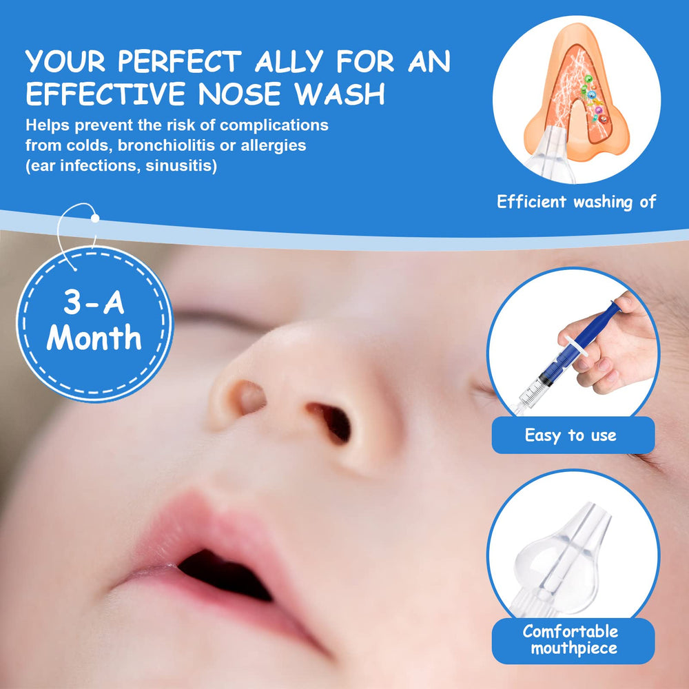 Vicloon baby nasal wash flows gently through nostrils for comfortable cleaning.