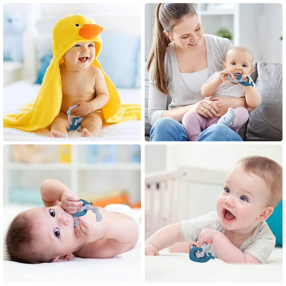 Vicloon baby teether blue gift-ready packaging for a thoughtful baby shower present.