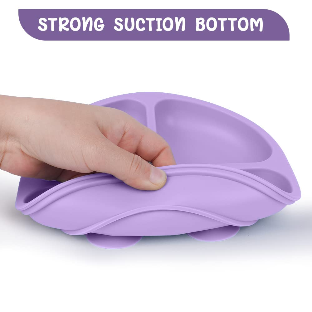 Vicloon baby silicone plate shown ready for mealtime with soft texture