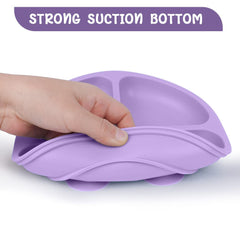 Vicloon baby silicone plate shown ready for mealtime with soft texture