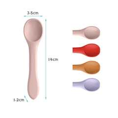 Vicloon baby spoon with ergonomic handle fits tiny hands for easier gripping.