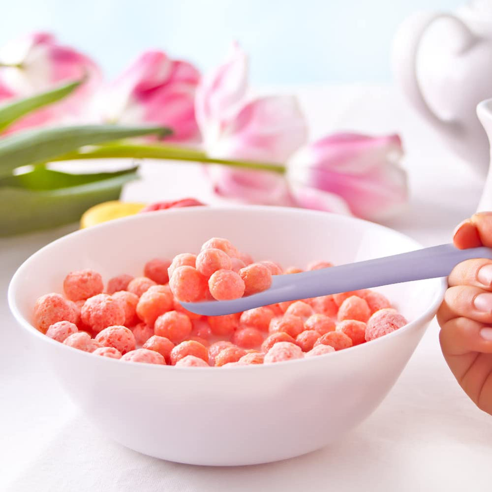 Vicloon soft-color spoons aid visual development during meals.