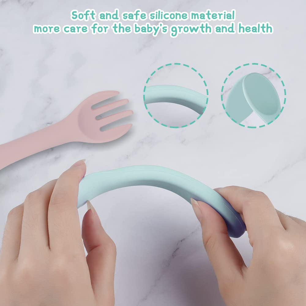 Vicloon first-stage feeding spoons close-up shows ergonomic grip