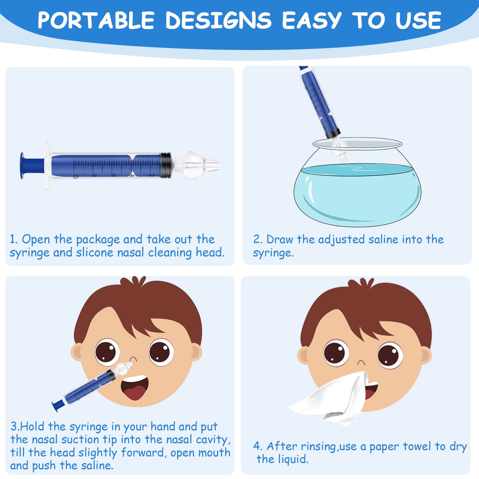 Vicloon nasal irrigator with cleanable tip simplifies routine and minimizes reuse concerns.