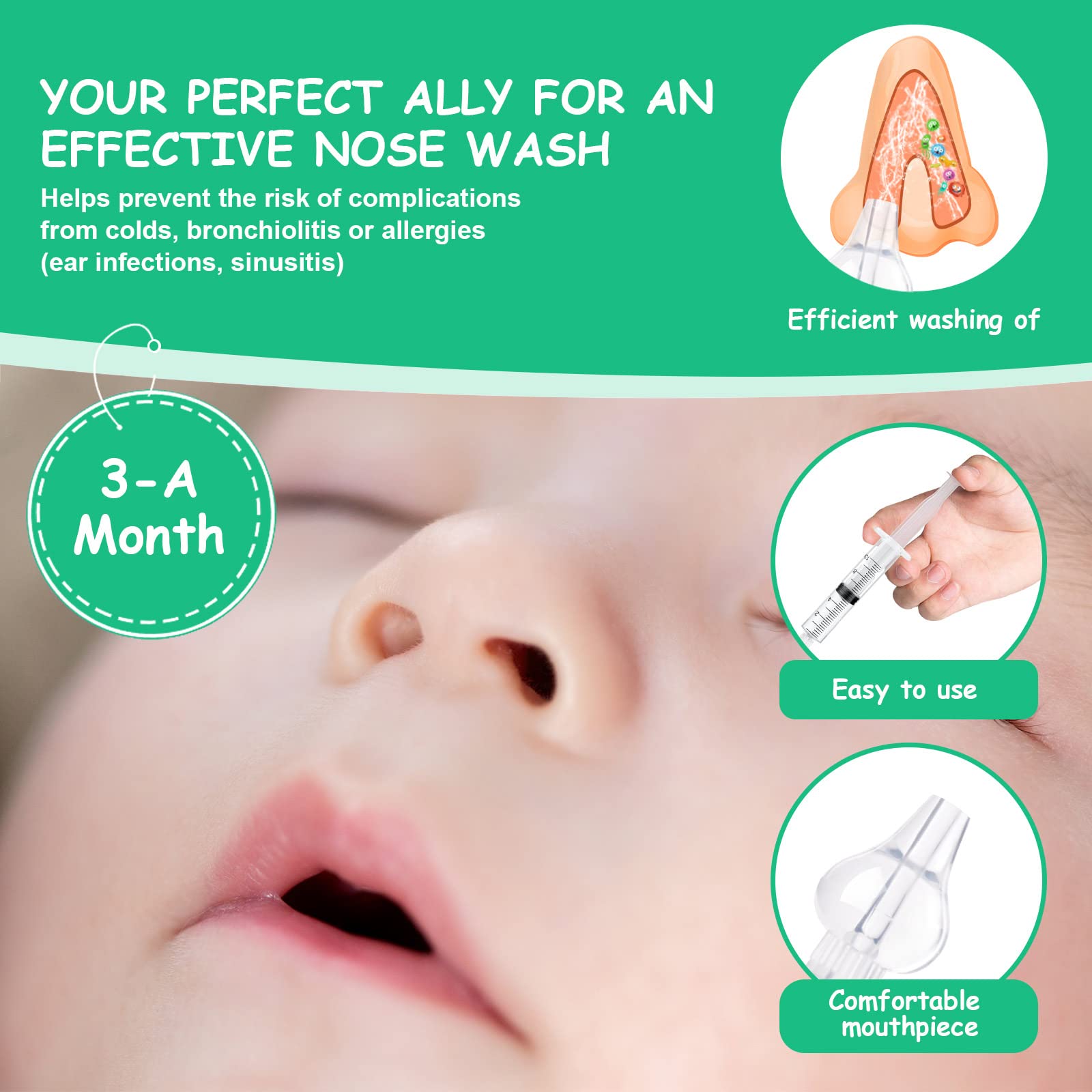 Vicloon safety-comfort silicone tips ensure soft contact with delicate nasal surfaces.