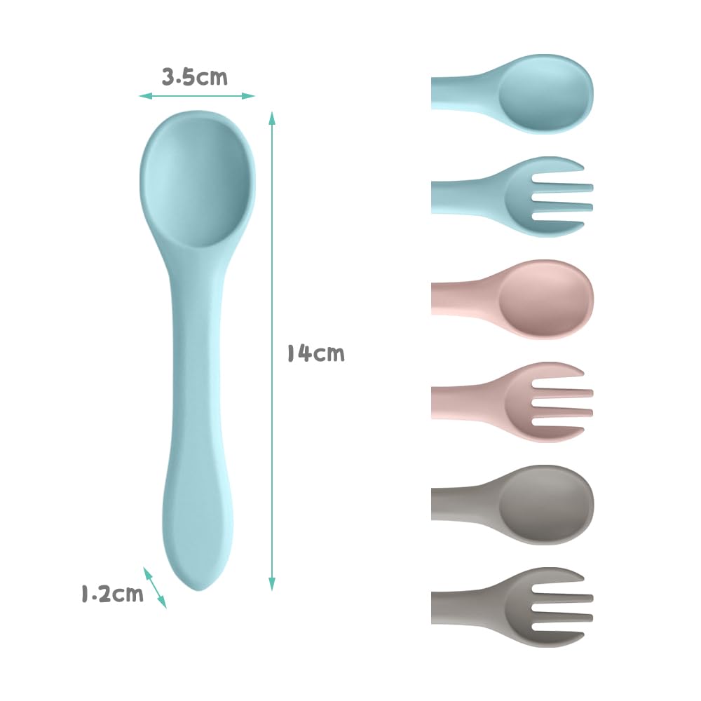 Vicloon silicone baby forks set soft colors for gentle mouth handling