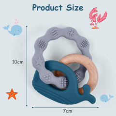 Vicloon silicone teether ring with whale pattern offers textured grip for tiny hands.