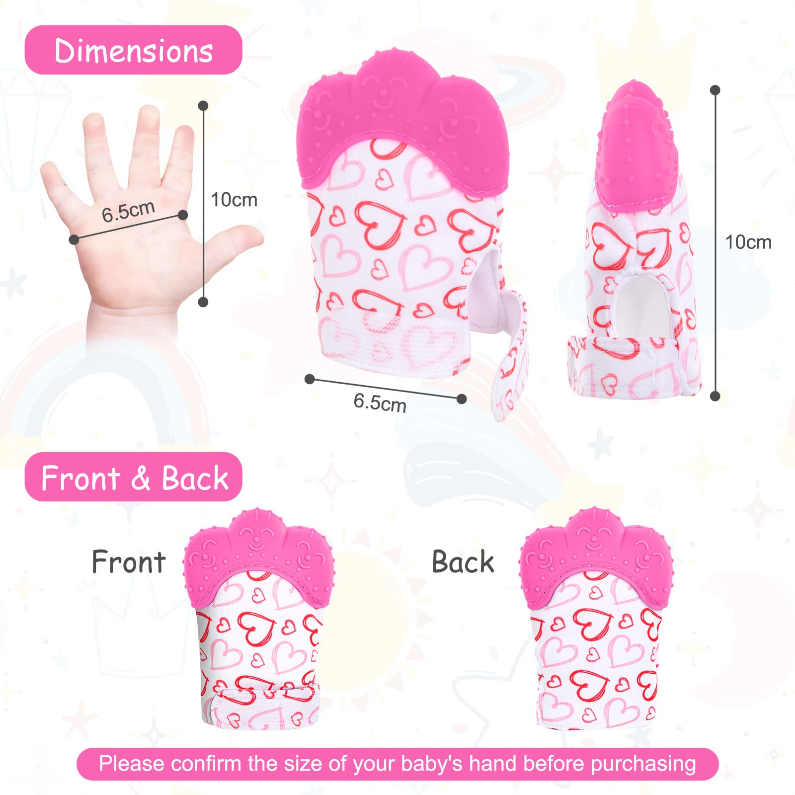 Vicloon teething mitt close-up shows textured surfaces for sensory exploration.