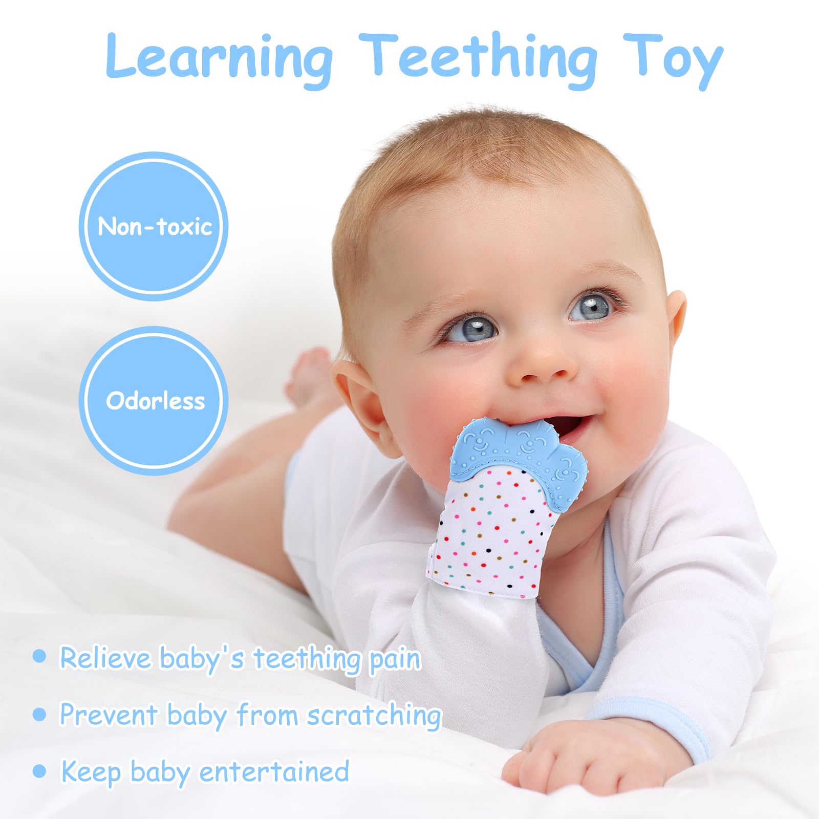 Vicloon teething mitt emits gentle crinkle sounds to engage babies.