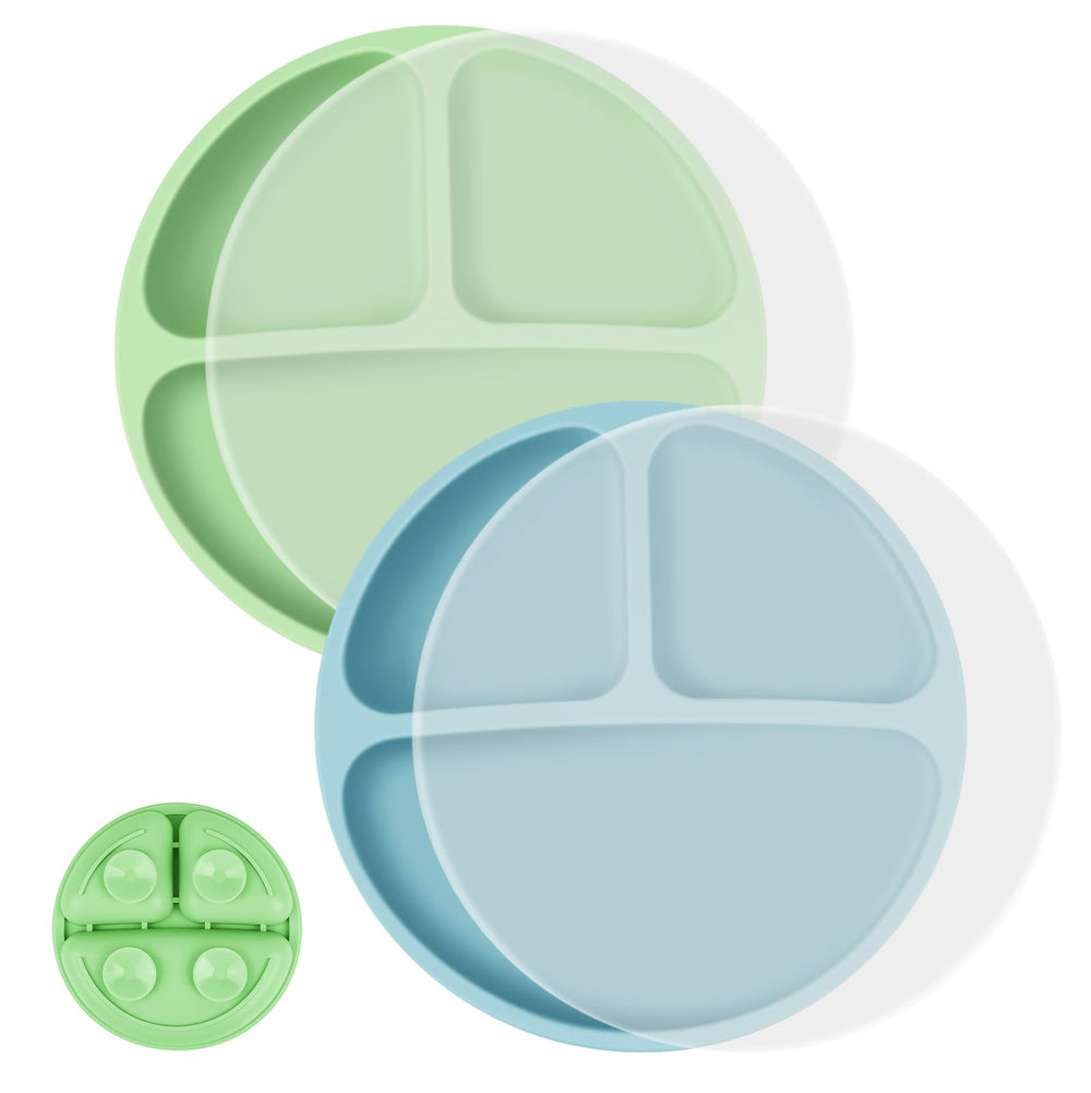 Vicloon toddler dishware plate pair on table supports independent self-feeding.