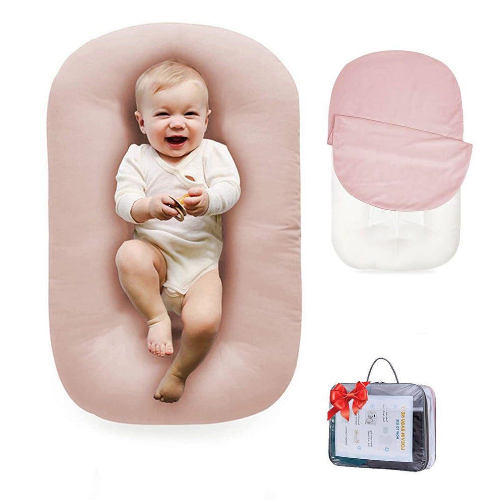 Vicorise Baby Lounger pink cover shows soft cotton for cozy comfort