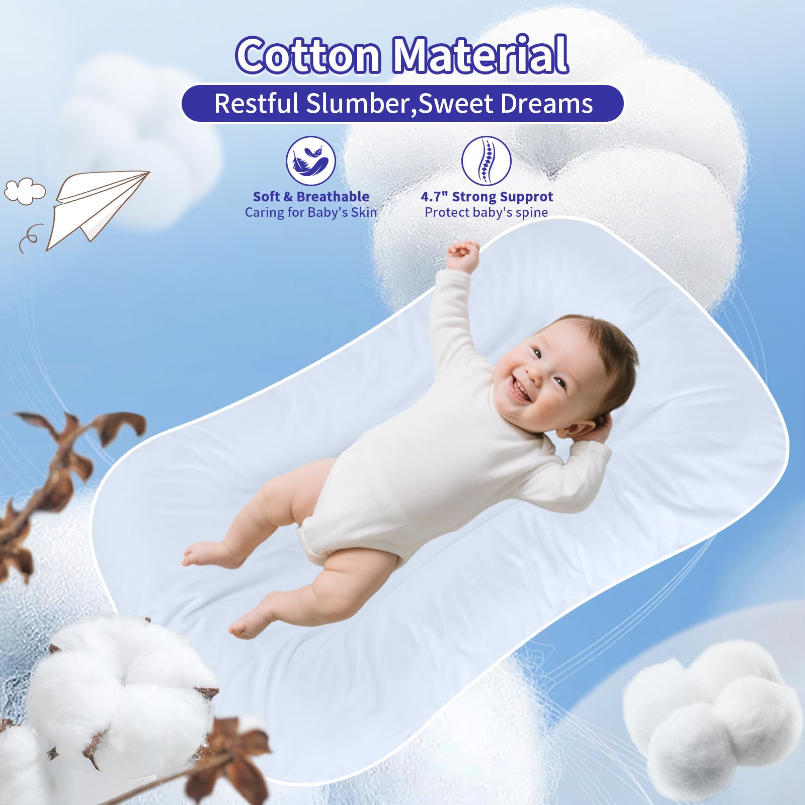 Vicorise baby lounger extended space demonstrates ample room for growing infants and varied play.