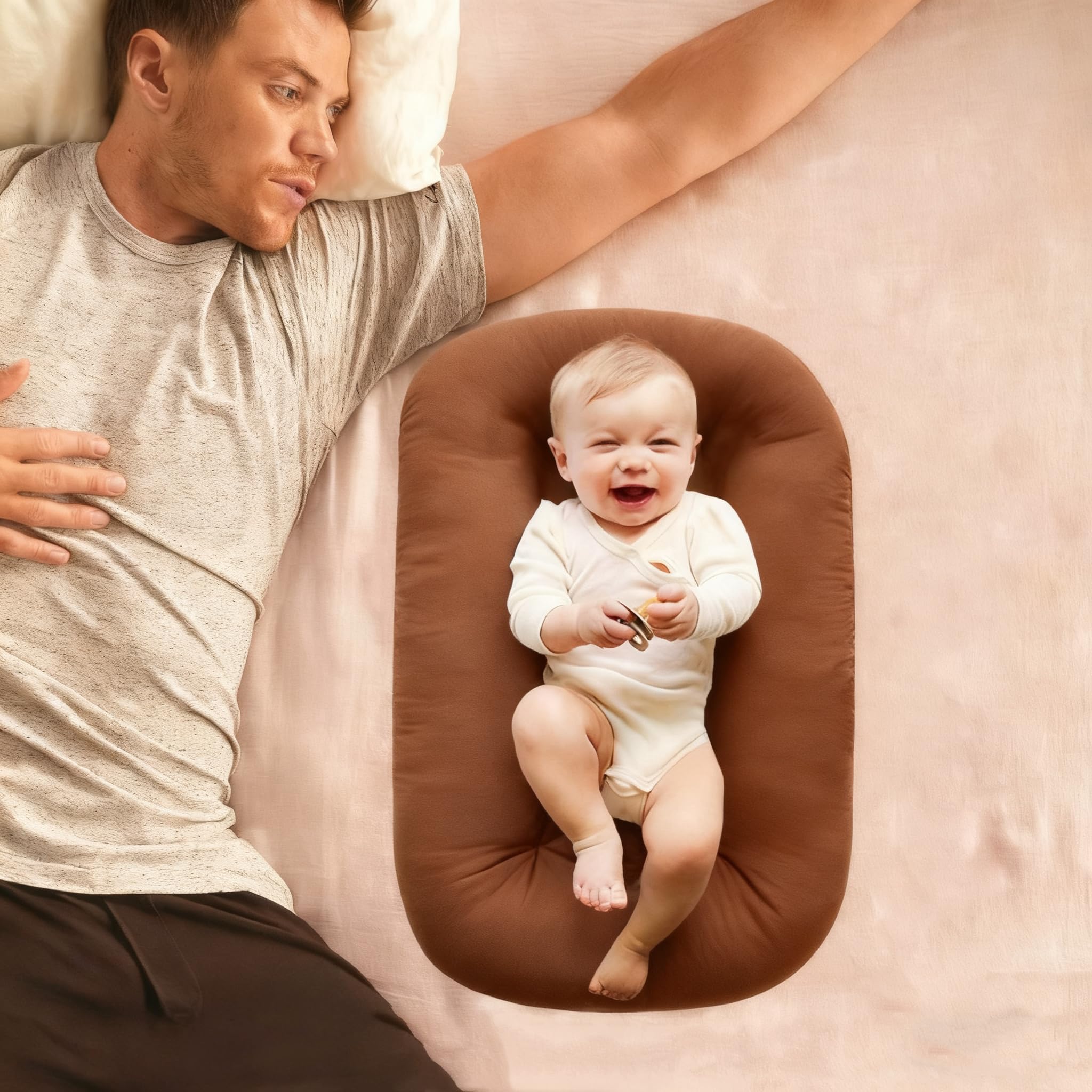 Vicorise baby lounger soft cotton surface for breathable skin contact.