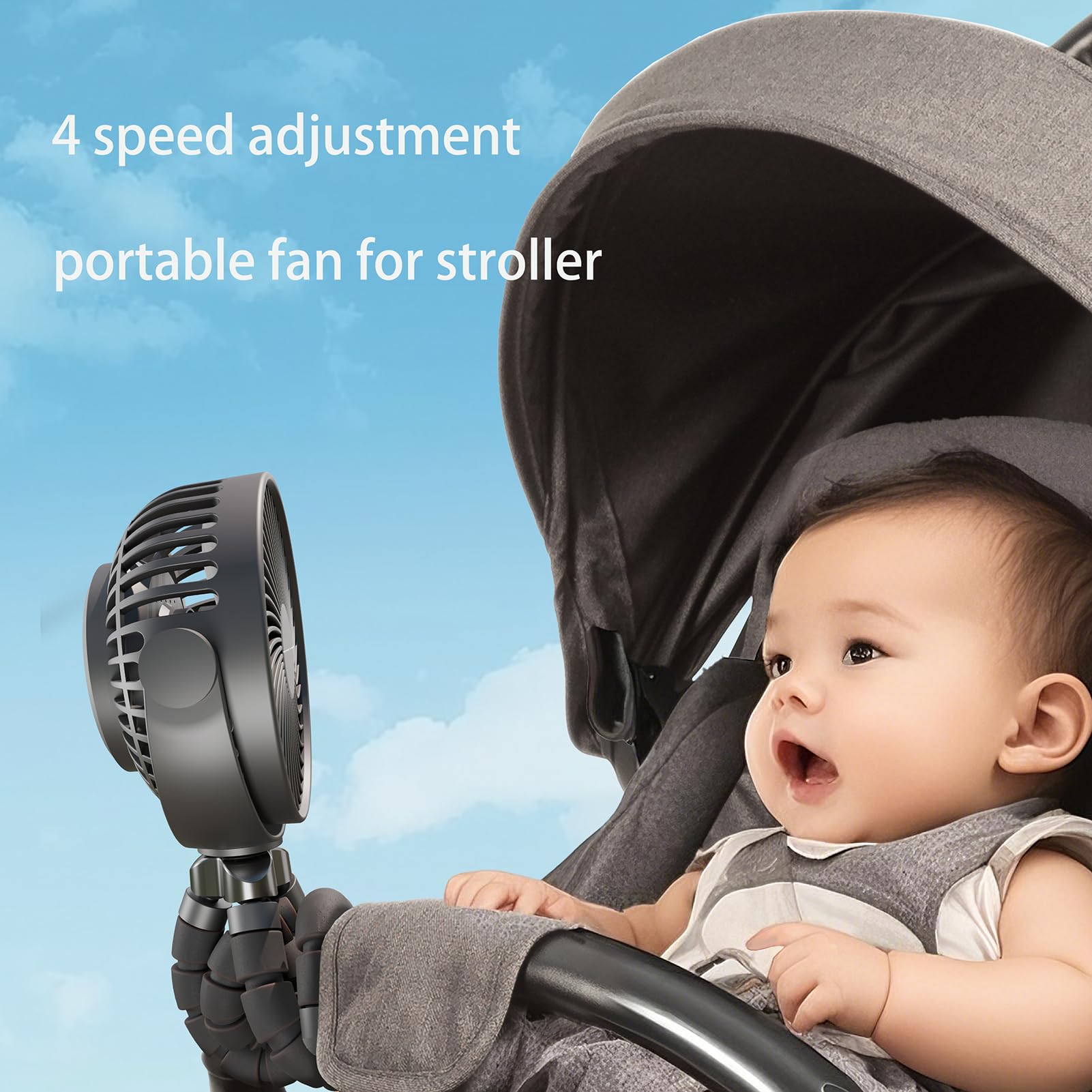 VICTORY & GIFT baby stroller clip-on fan keeps little one comfortable