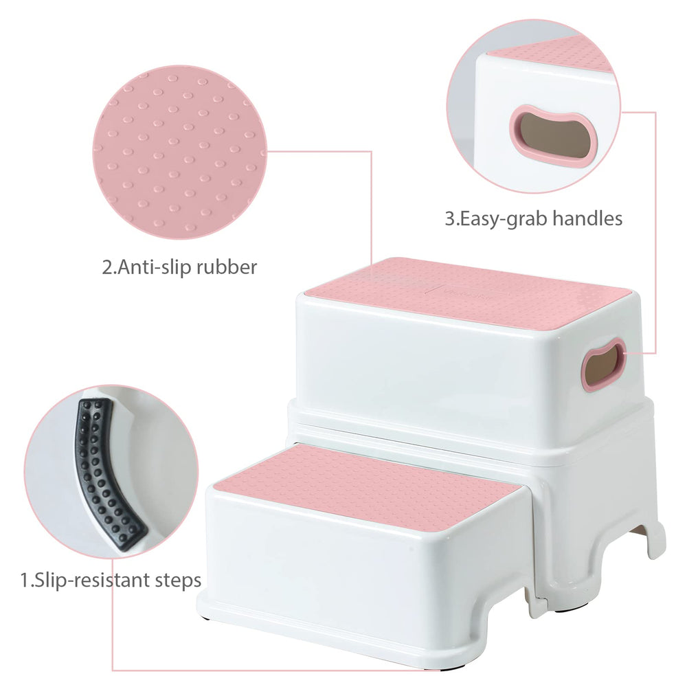 Victostar 2-Step Stool pink easy-clean surface — wipe down