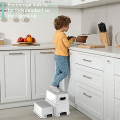 Victostar step stool demonstrating easy wipe-clean surface after messes.