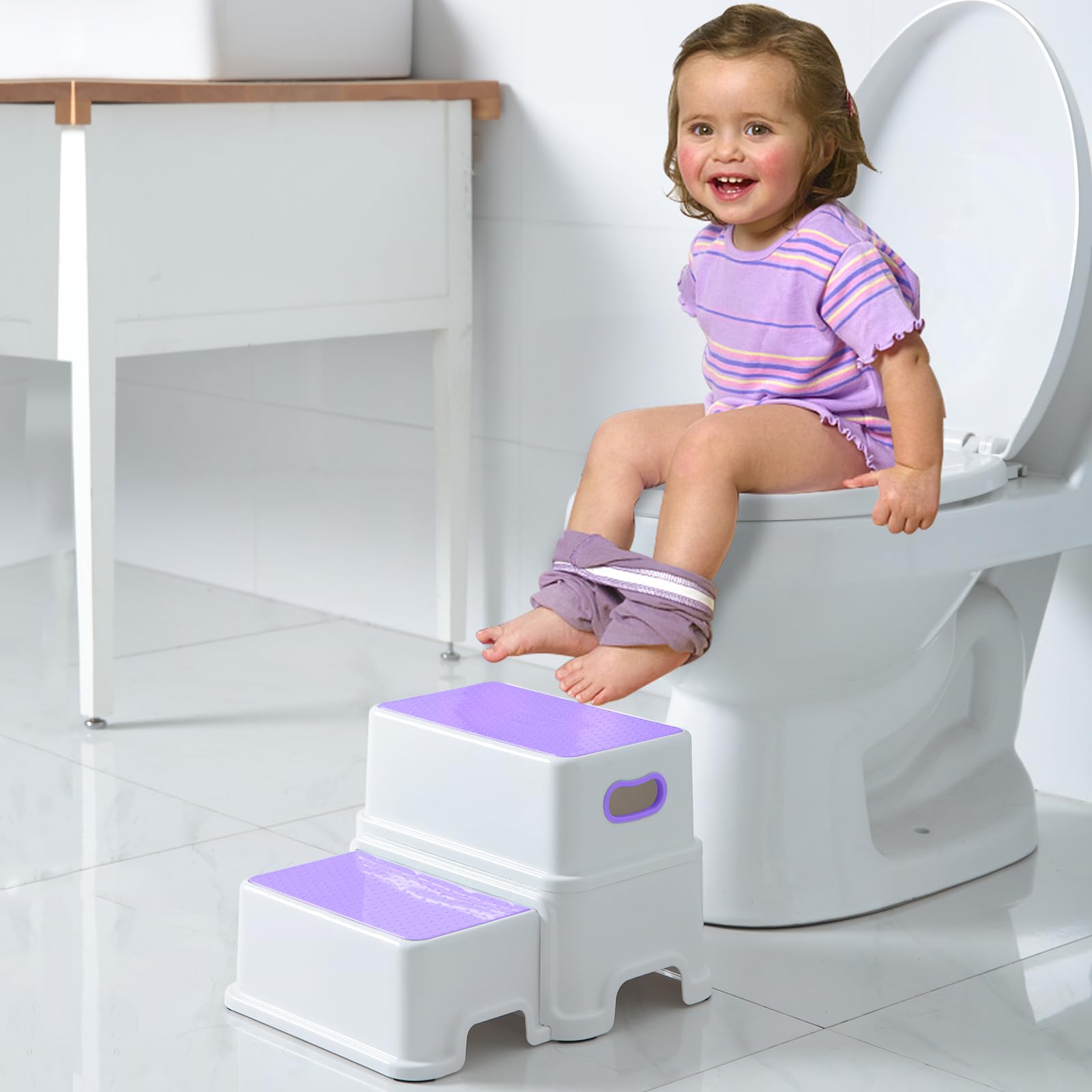 Victostar toddler step stool carry handle for easy portability