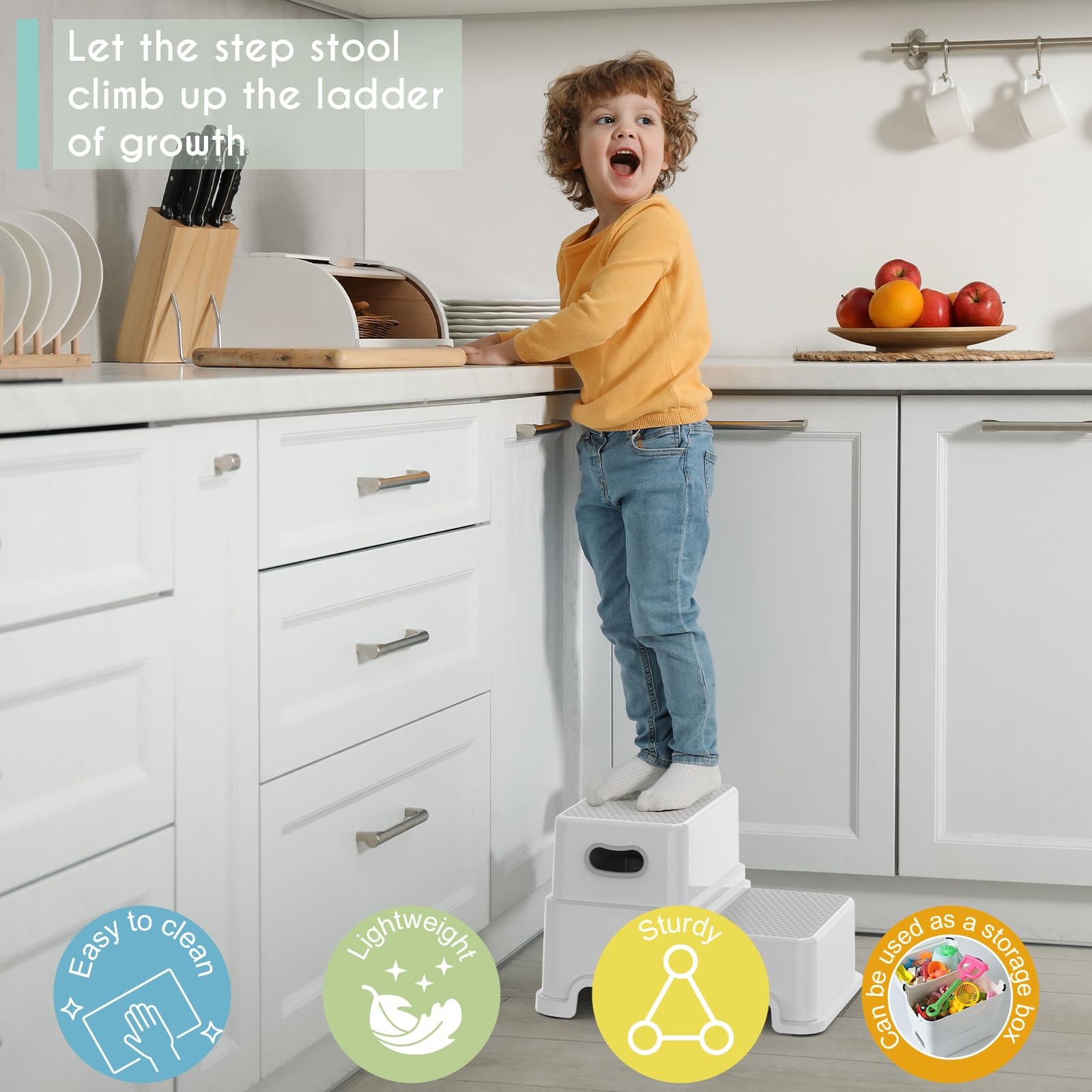 Victostar lightweight stool with side handles for portable use.