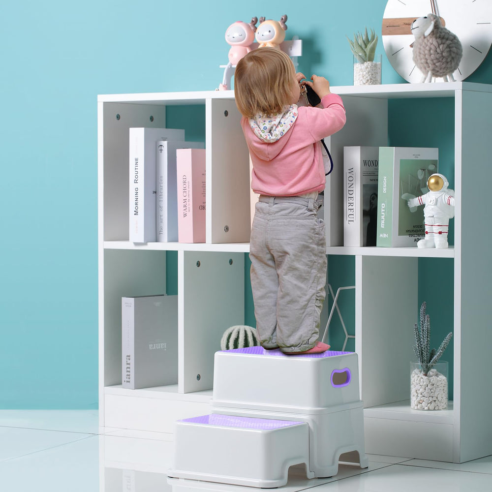 Victostar toddler step stool ready for potty training near the toilet