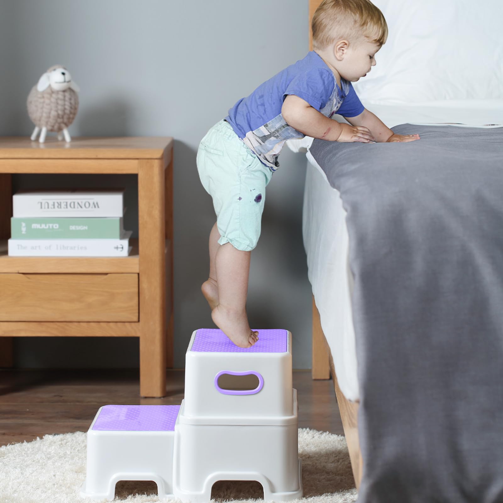 Victostar toddler step stool right-angle design for stable climbing