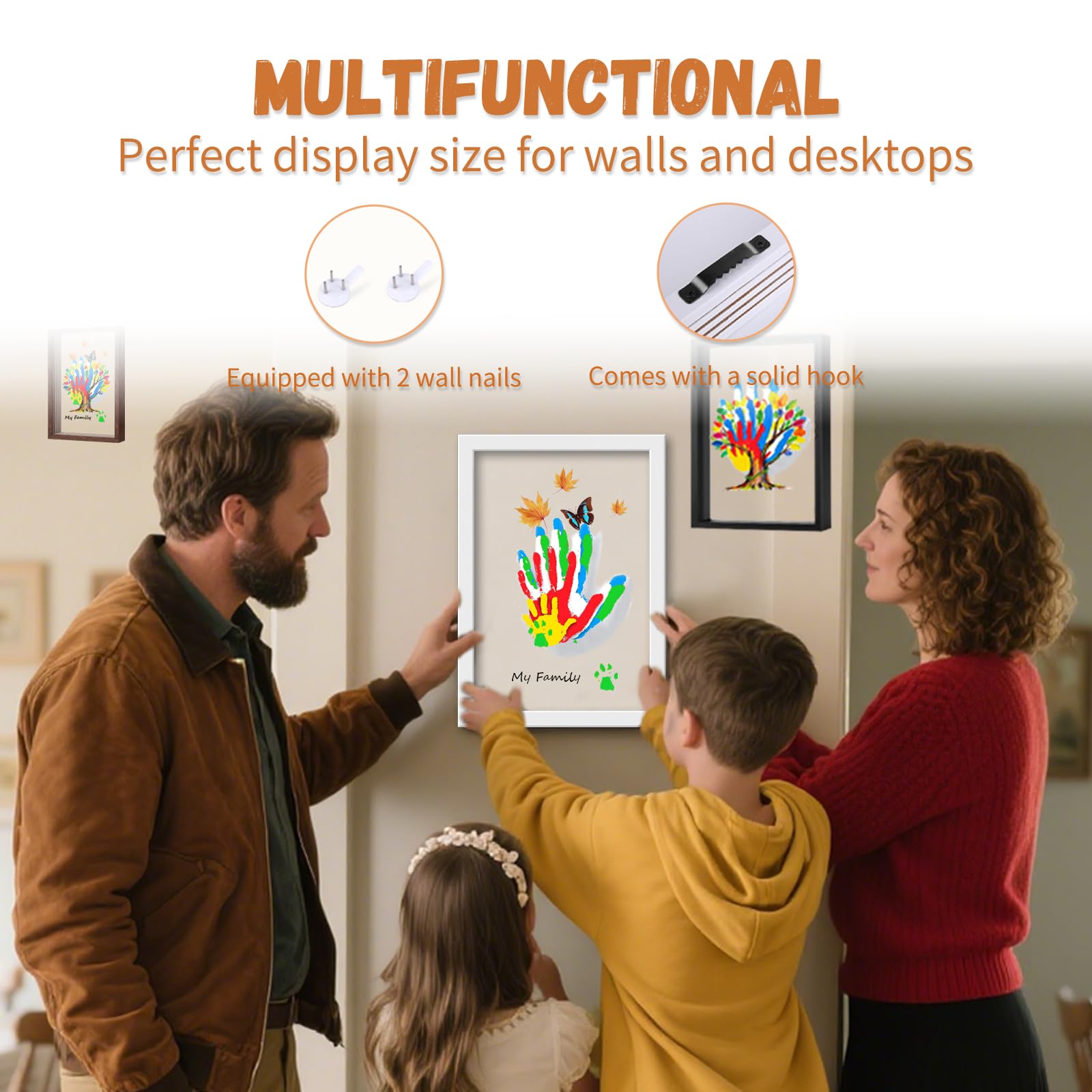 VidwanHome clear-acrylic-panels-5 showcase prints on a bright, frameless display.
