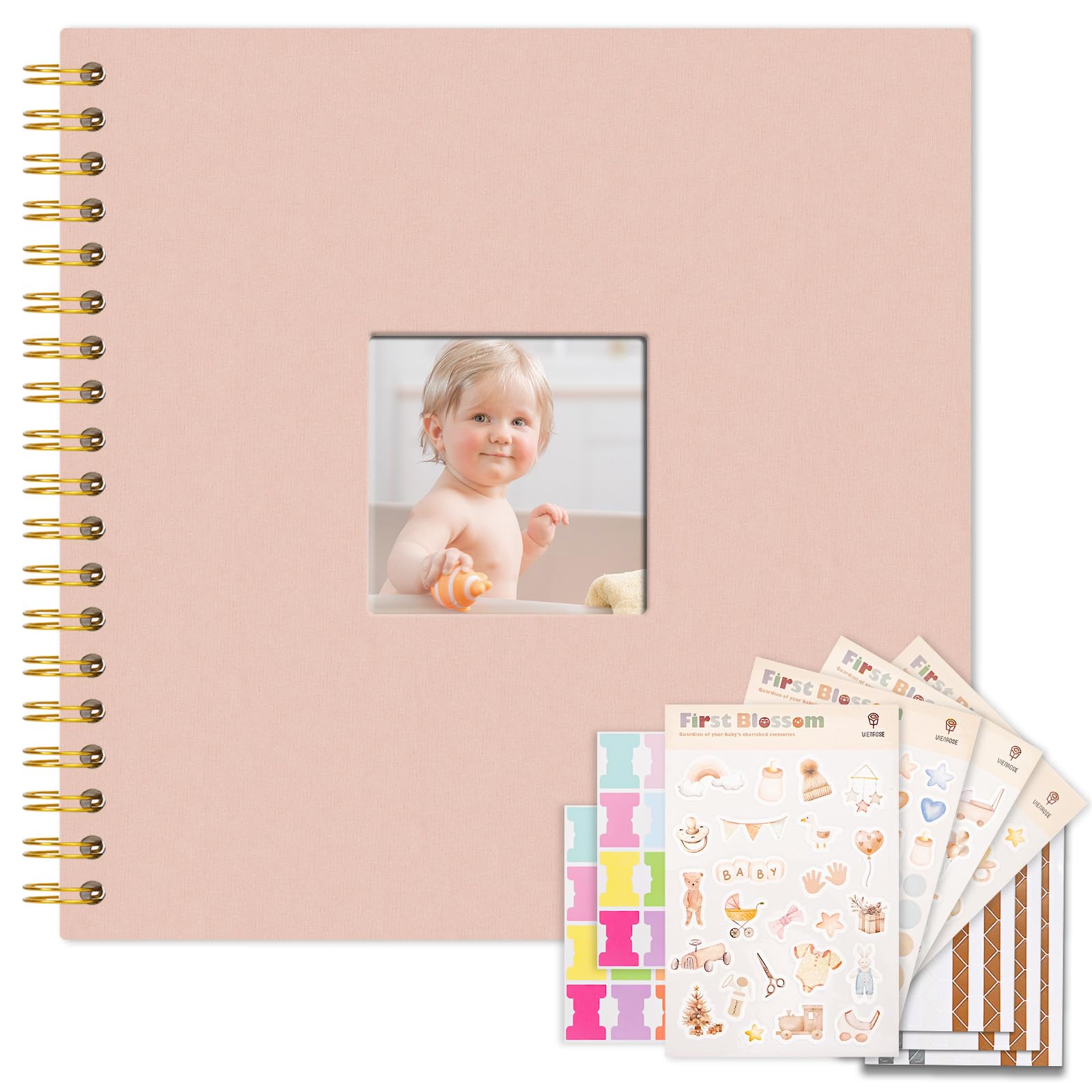 Vienrose Kids Scrapbook Album cover window showcases personalized keepsake potential for precious memories.