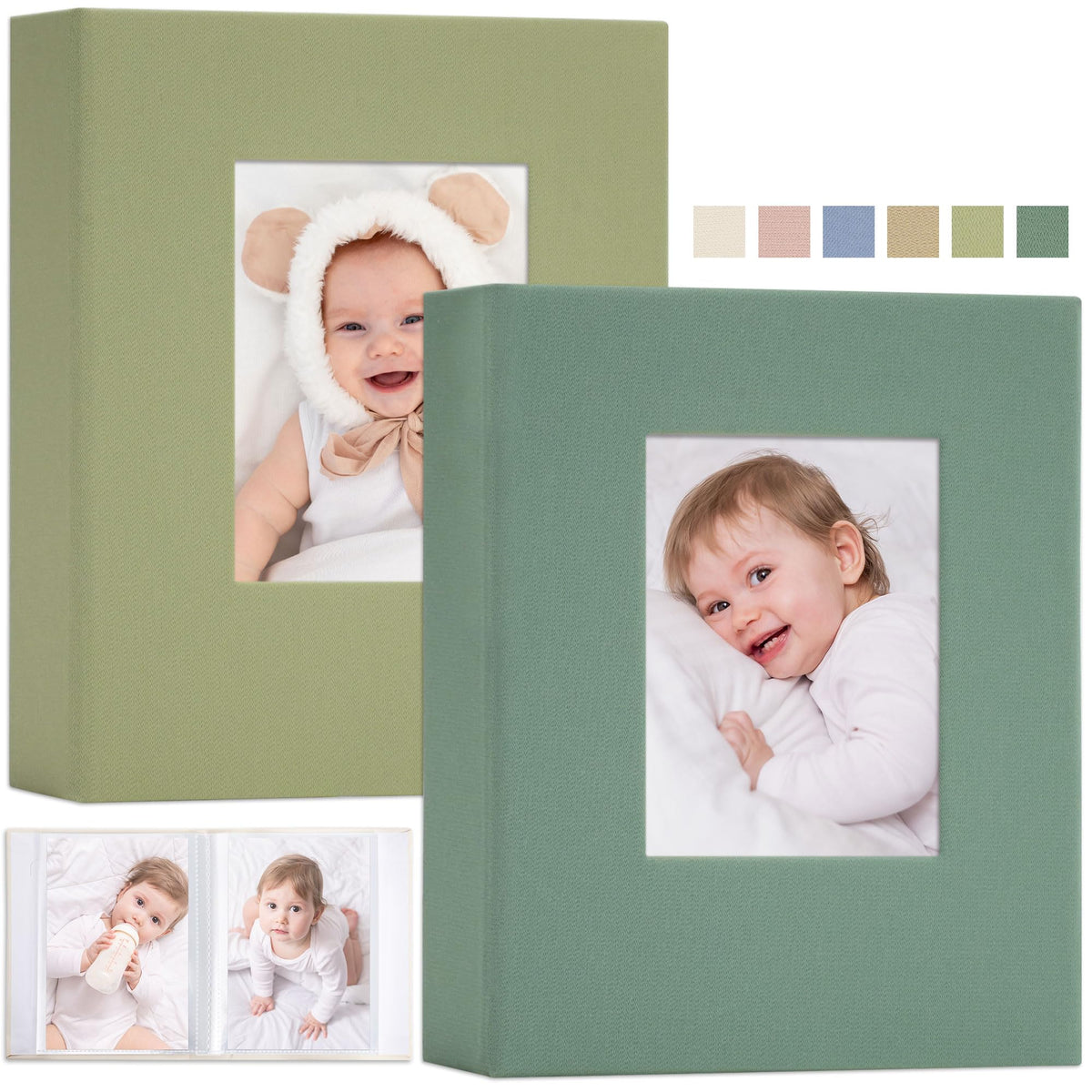 Vienrose Morandi fabric cover album front view in soft palette for memories