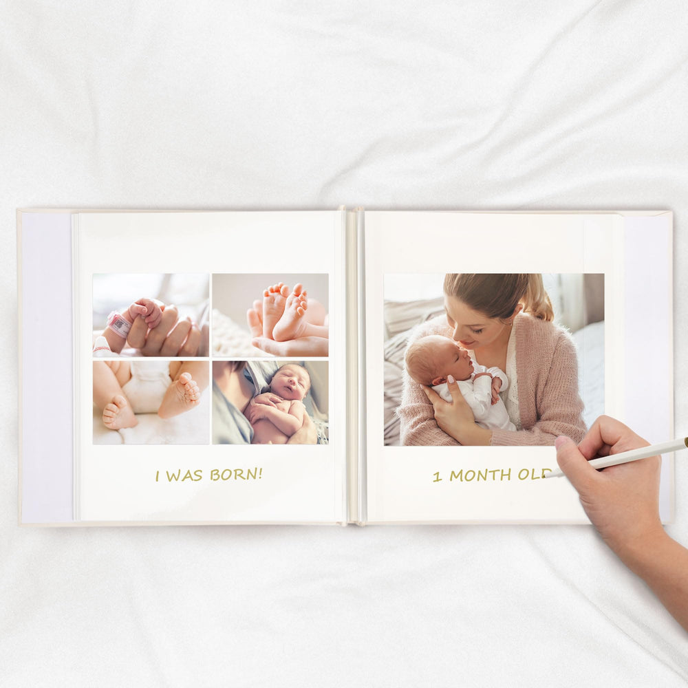Vienrose newborn milestones memory album interior pages ready for photos