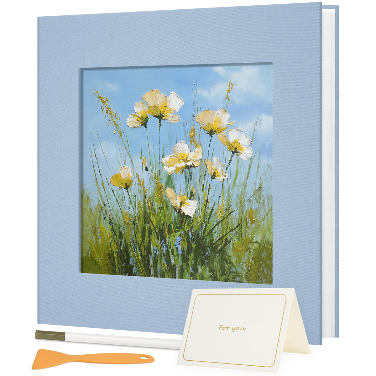 Vienrose photo album blue cover — durable fabric for cherished family memories.