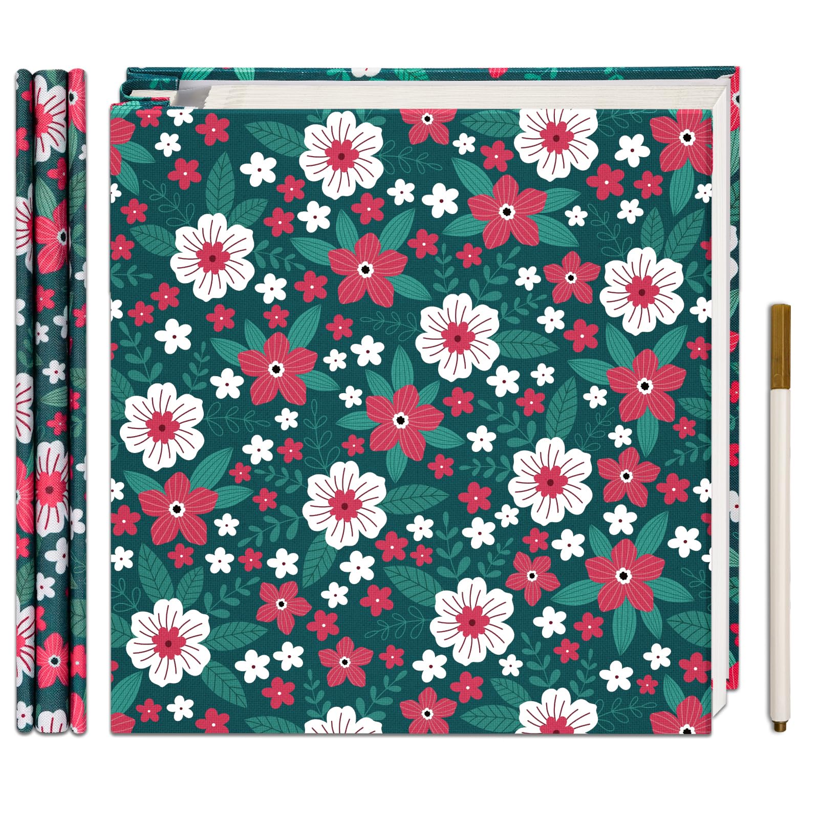 Vienrose photo album with linen cover and floral pattern for keepsakes and weddings