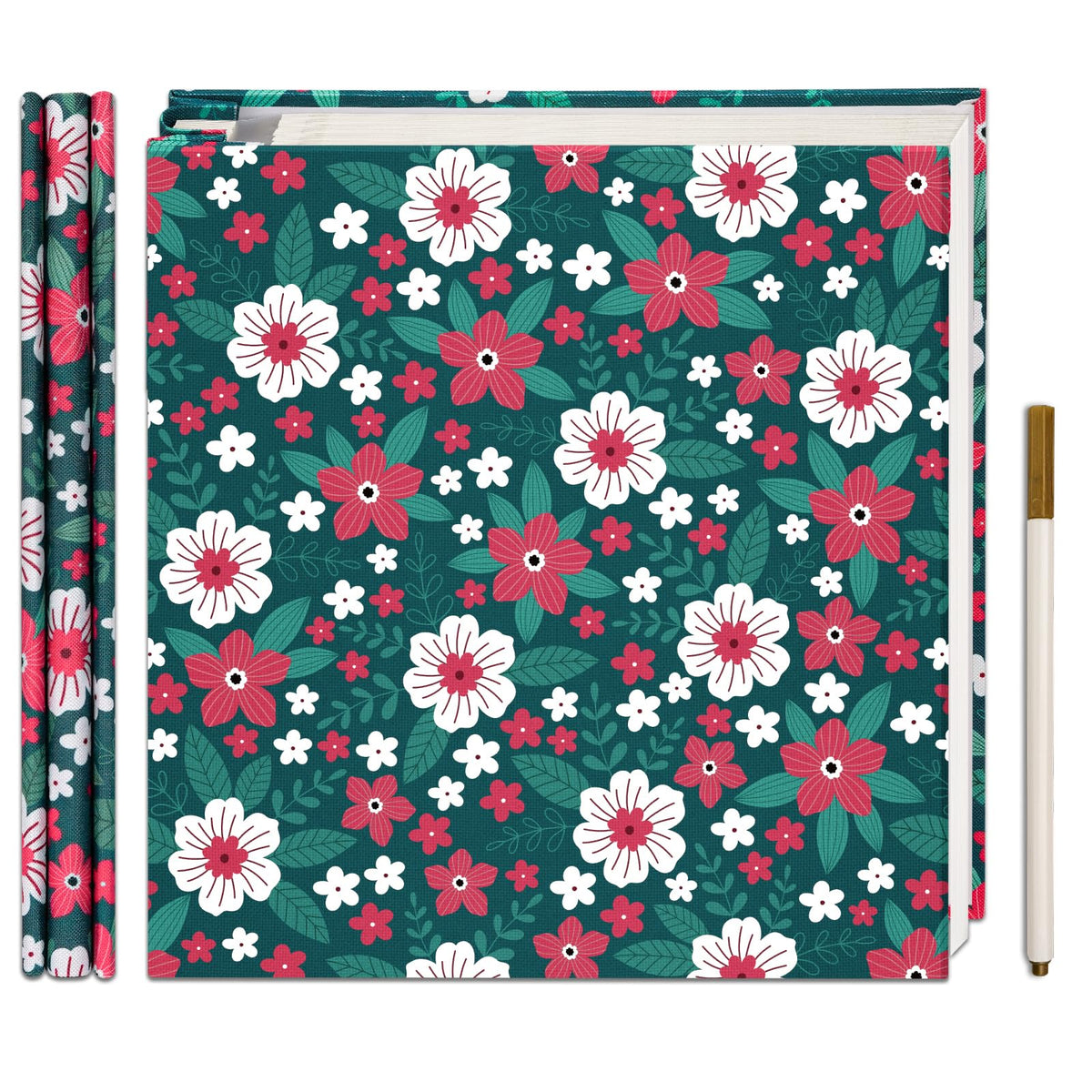 Vienrose photo album with linen cover and floral pattern for keepsakes and weddings
