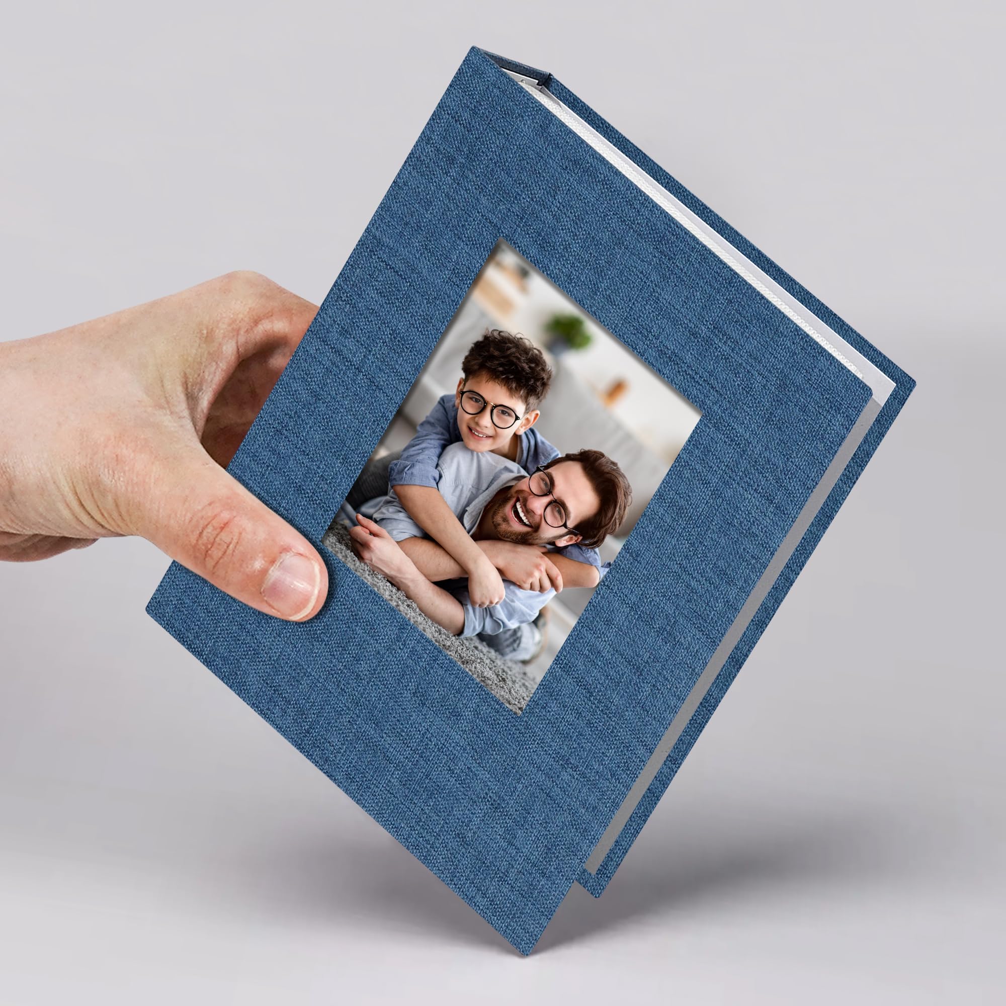 Vienrose small photo album blue cover showing 4x6 slip-in pages for easy keeping