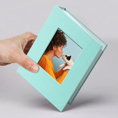 Vienrose small photo album cover in skyblue, compact for travel memories.