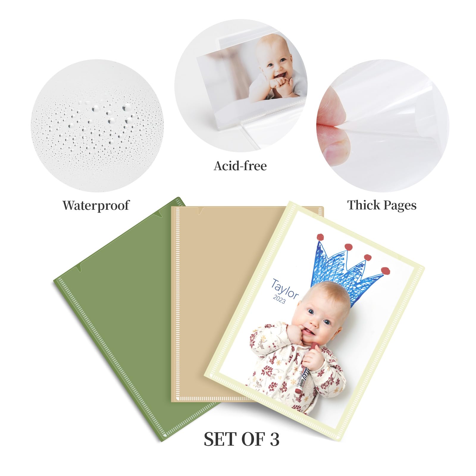 Vienrose small photo album beige cover front open to reveal organized pockets