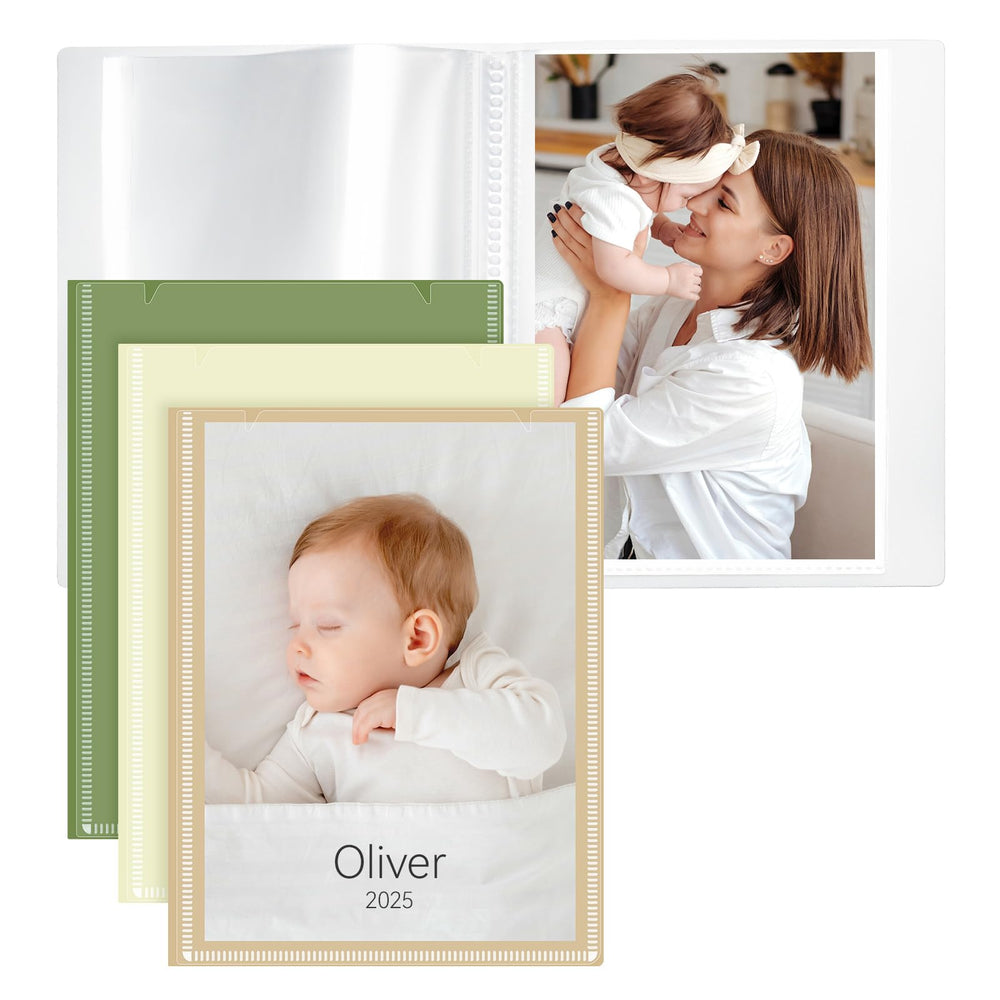 Vienrose small photo album green cover front shows Morandi style for nature memories