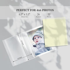 Vienrose small photo album interior view with clear sleeves protecting photos