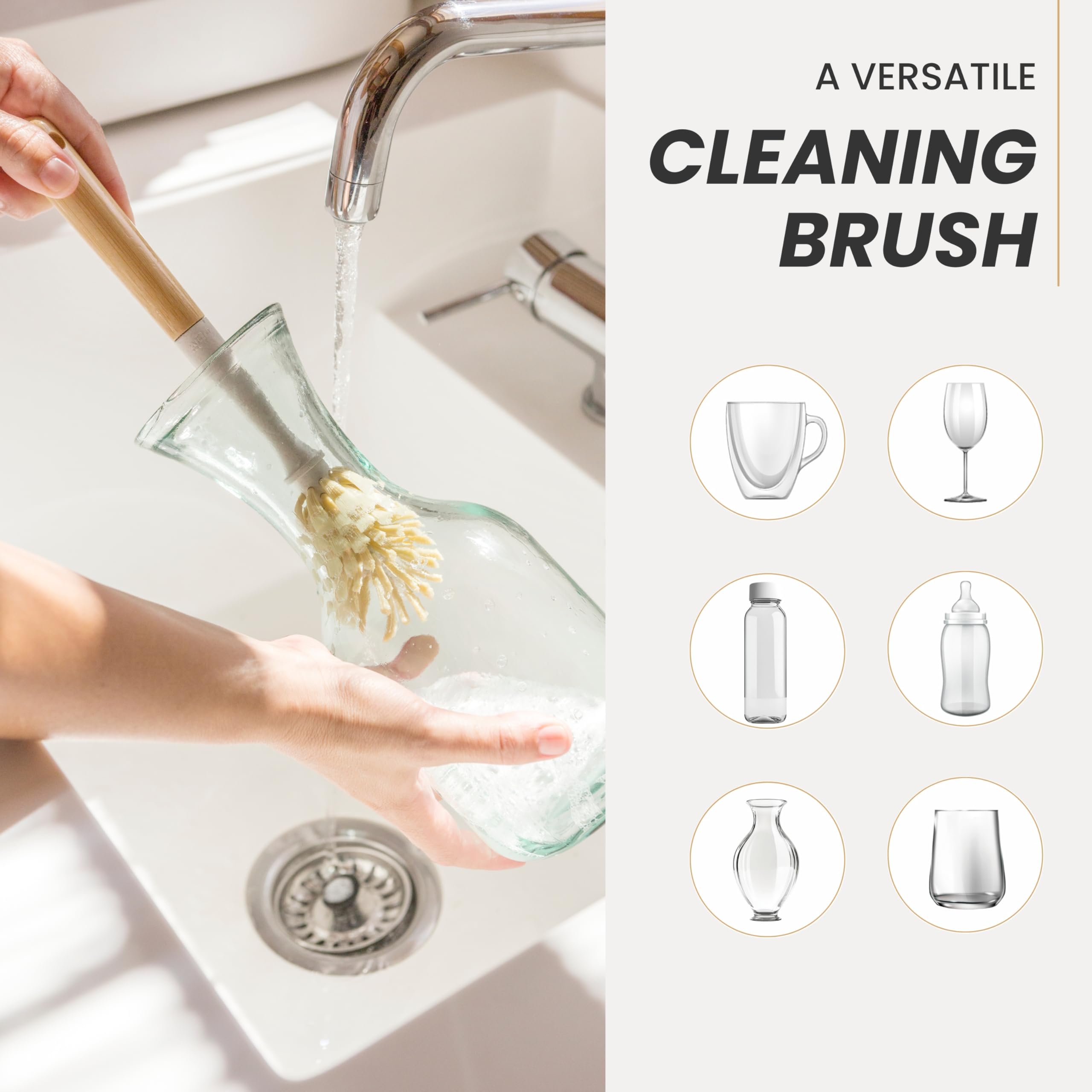 Vigar Zeroline cleans glassware smoothly with soft bristles to avoid scratches.