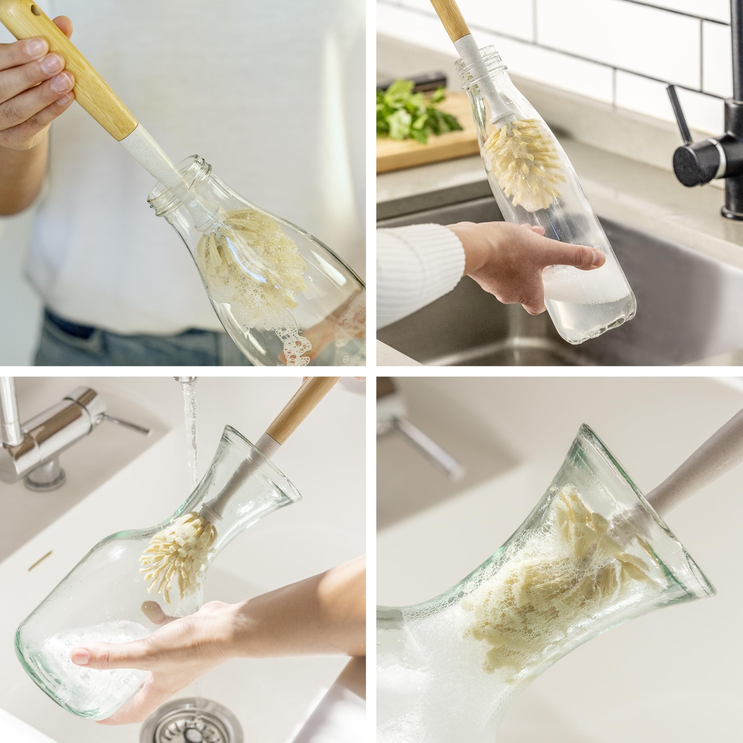 Vigar Zeroline bamboo dish brush ready for reusable, durable cleaning.