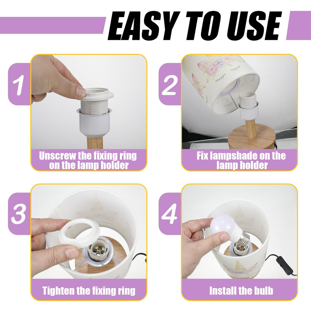 VIHOSE unicorn kids table lamp base design prevents tipping and protects tabletops