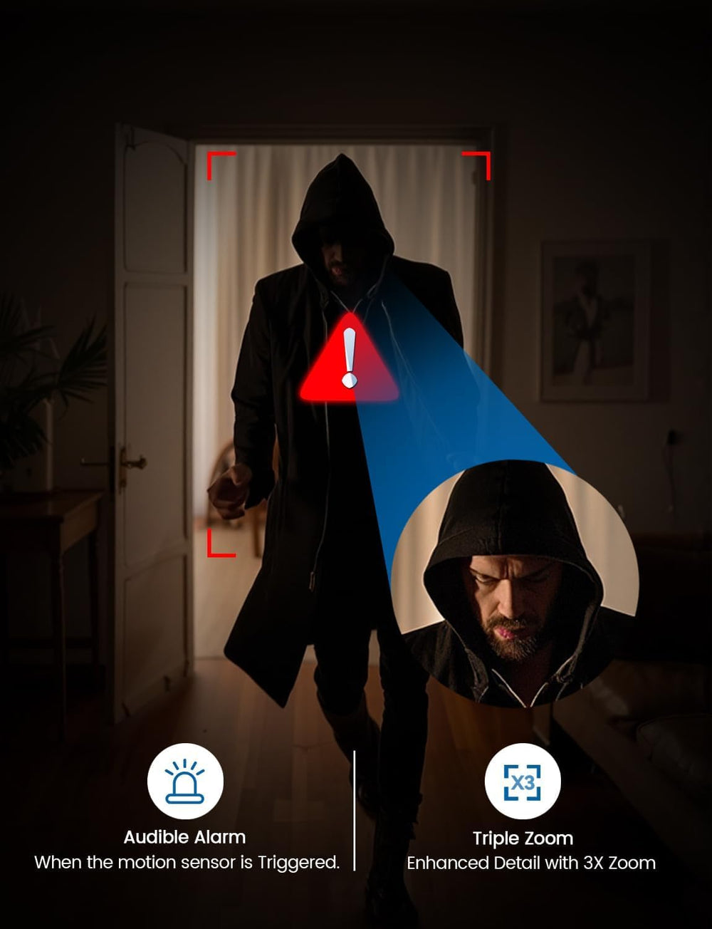 Viigytek 2K indoor camera cloud storage enables quick playback.