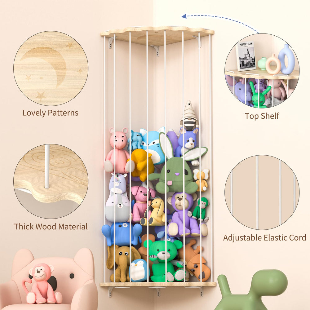 Viktorpai adjustable height storage supports large plush collections and easy reach