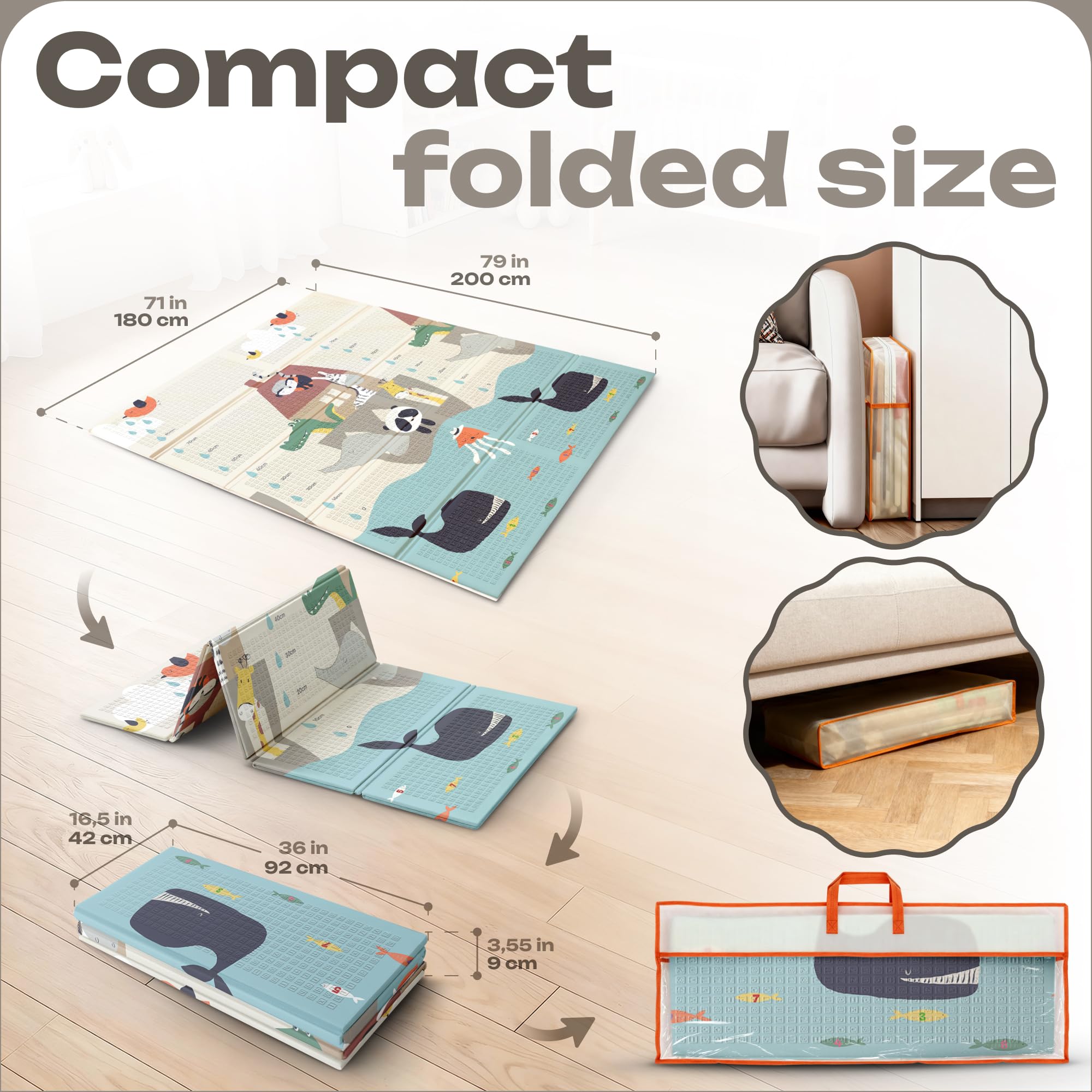 V VIKWORLD foldable play mat for travel and compact storage without sacrificing space.