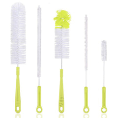 Vila 5-pack bottle cleaning brushes showing versatile reach for bottles and decanters